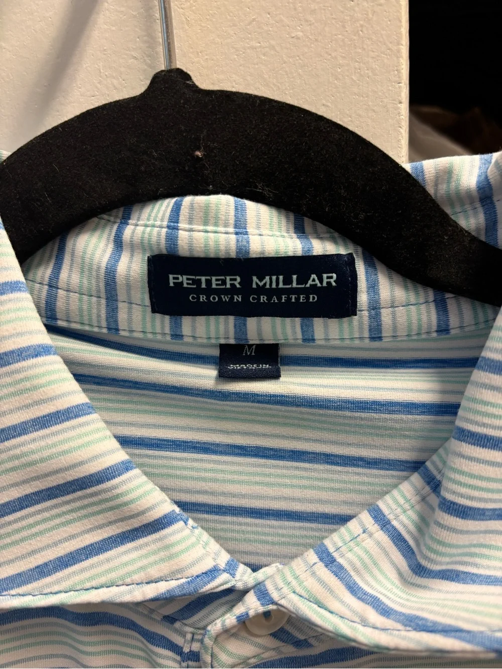 Peter Millar Blue and White Striped Polo